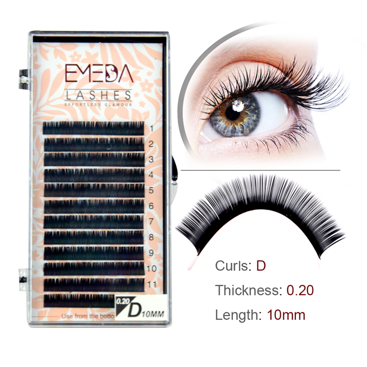 Glossy Black Synthetic Mink Eyelash Extension JS